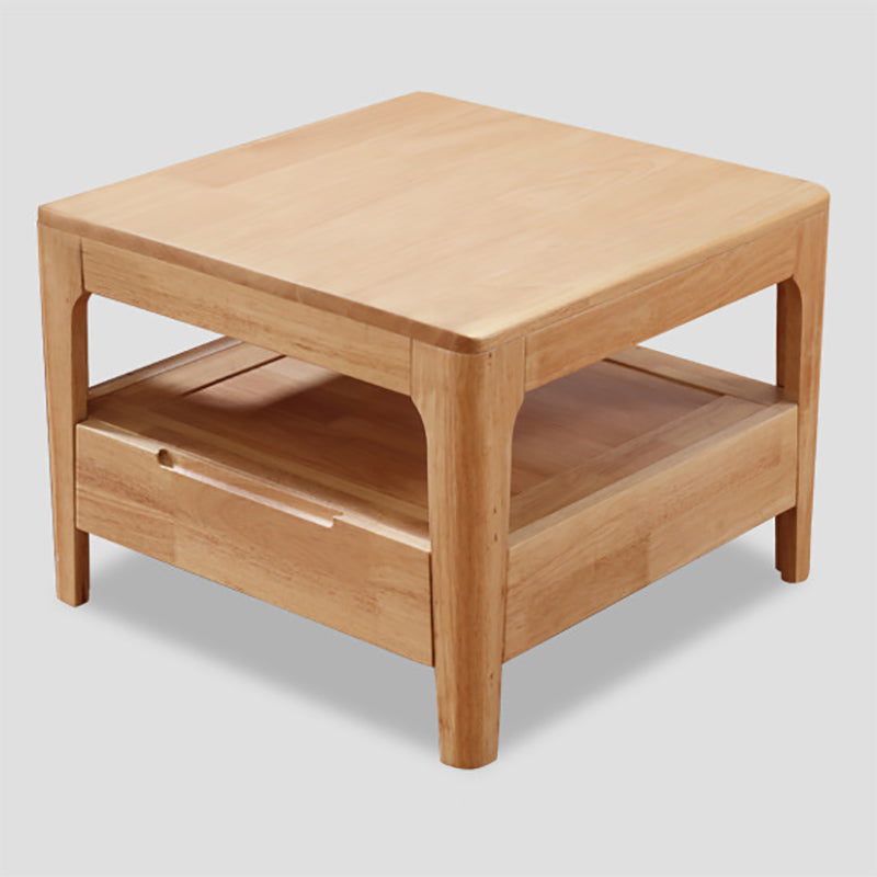 Modern Wooden 4 Legs Coffee Table with Storage Rectangular Cocktail Table in Oak/Walnut 24"L x 24"W x 18"H Natural Clearhalo 'Coffee & Accent Tables' 'Coffee Tables' 'coffee_tables' 'furn' 'furn_coffee_tables' 'Furniture' 'furniture_coffee_tables' 'Living Room Furniture' 5006873