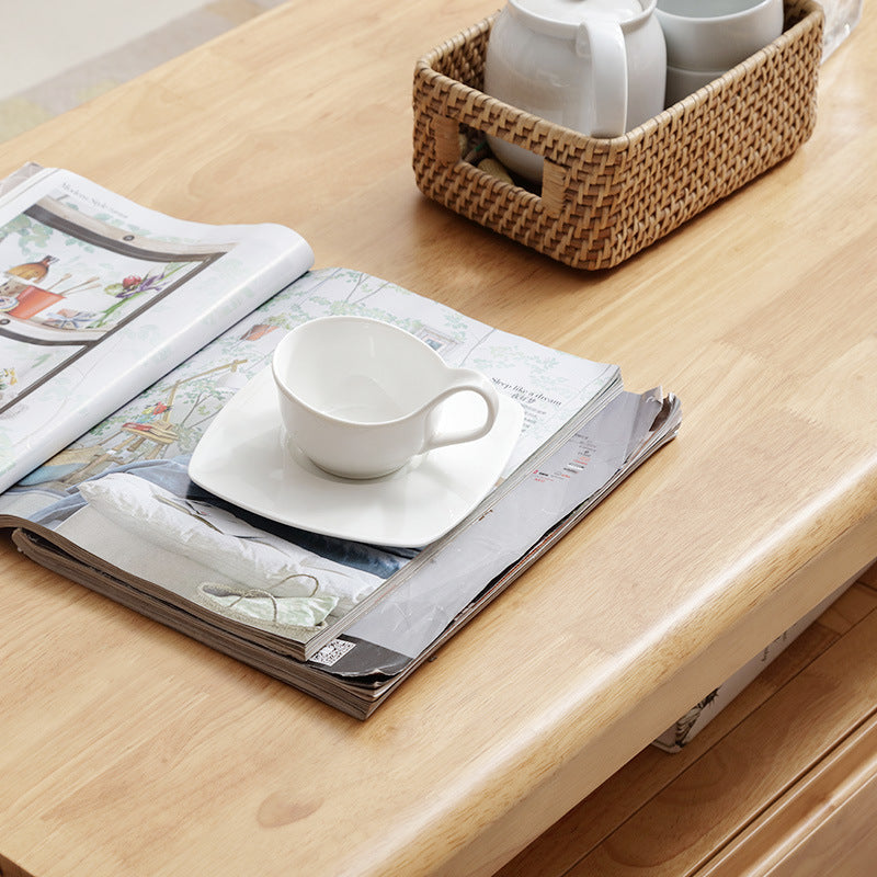 Modern Wooden 4 Legs Coffee Table with Storage Rectangular Cocktail Table in Oak/Walnut Clearhalo 'Coffee & Accent Tables' 'Coffee Tables' 'coffee_tables' 'furn' 'furn_coffee_tables' 'Furniture' 'furniture_coffee_tables' 'Living Room Furniture' 5006875