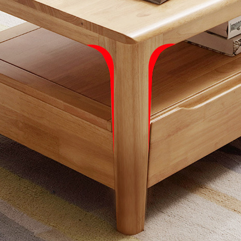 Modern Wooden 4 Legs Coffee Table with Storage Rectangular Cocktail Table in Oak/Walnut Clearhalo 'Coffee & Accent Tables' 'Coffee Tables' 'coffee_tables' 'furn' 'furn_coffee_tables' 'Furniture' 'furniture_coffee_tables' 'Living Room Furniture' 5006878