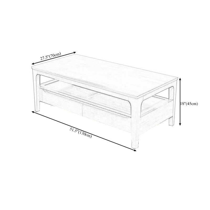 Modern Wooden 4 Legs Coffee Table with Storage Rectangular Cocktail Table in Oak/Walnut Clearhalo 'Coffee & Accent Tables' 'Coffee Tables' 'coffee_tables' 'furn' 'furn_coffee_tables' 'Furniture' 'furniture_coffee_tables' 'Living Room Furniture' 5006881