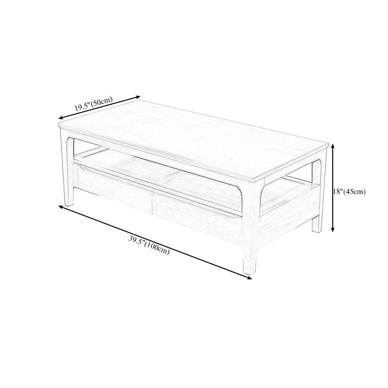 Modern Wooden 4 Legs Coffee Table with Storage Rectangular Cocktail Table in Oak/Walnut Clearhalo 'Coffee & Accent Tables' 'Coffee Tables' 'coffee_tables' 'furn' 'furn_coffee_tables' 'Furniture' 'furniture_coffee_tables' 'Living Room Furniture' 5006882