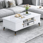 Rectangle White and Grey Modern Coffee Table with Four Legs for Living Room 39.5"L x 19.5"W x 16"H White 2 Clearhalo 'Coffee & Accent Tables' 'Coffee Tables' 'coffee_tables' 'furn' 'furn_coffee_tables' 'Furniture' 'furniture_coffee_tables' 'Living Room Furniture' 5006884