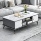 Rectangle White and Grey Modern Coffee Table with Four Legs for Living Room 39.5"L x 19.5"W x 16"H Gray 2 Clearhalo 'Coffee & Accent Tables' 'Coffee Tables' 'coffee_tables' 'furn' 'furn_coffee_tables' 'Furniture' 'furniture_coffee_tables' 'Living Room Furniture' 5006886