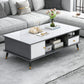 Rectangle White and Grey Modern Coffee Table with Four Legs for Living Room 47"L x 24"W x 16"H Gray 1 Clearhalo 'Coffee & Accent Tables' 'Coffee Tables' 'coffee_tables' 'furn' 'furn_coffee_tables' 'Furniture' 'furniture_coffee_tables' 'Living Room Furniture' 5006888