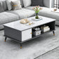 Rectangle White and Grey Modern Coffee Table with Four Legs for Living Room 39.5"L x 19.5"W x 16"H Gray 1 Clearhalo 'Coffee & Accent Tables' 'Coffee Tables' 'coffee_tables' 'furn' 'furn_coffee_tables' 'Furniture' 'furniture_coffee_tables' 'Living Room Furniture' 5006889