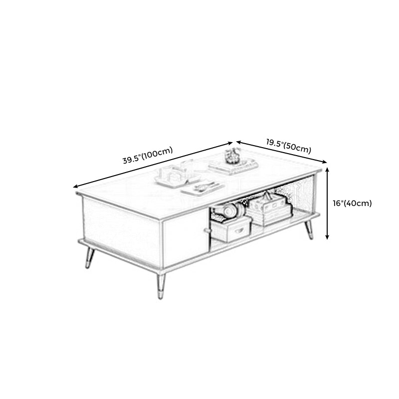Rectangle White and Grey Modern Coffee Table with Four Legs for Living Room Clearhalo 'Coffee & Accent Tables' 'Coffee Tables' 'coffee_tables' 'furn' 'furn_coffee_tables' 'Furniture' 'furniture_coffee_tables' 'Living Room Furniture' 5006898