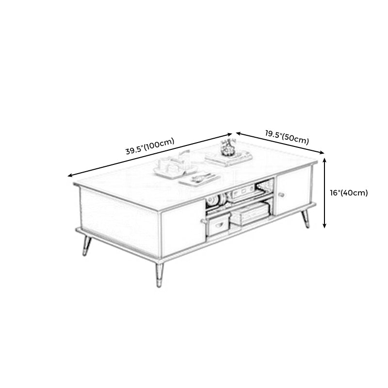 Rectangle White and Grey Modern Coffee Table with Four Legs for Living Room Clearhalo 'Coffee & Accent Tables' 'Coffee Tables' 'coffee_tables' 'furn' 'furn_coffee_tables' 'Furniture' 'furniture_coffee_tables' 'Living Room Furniture' 5006899
