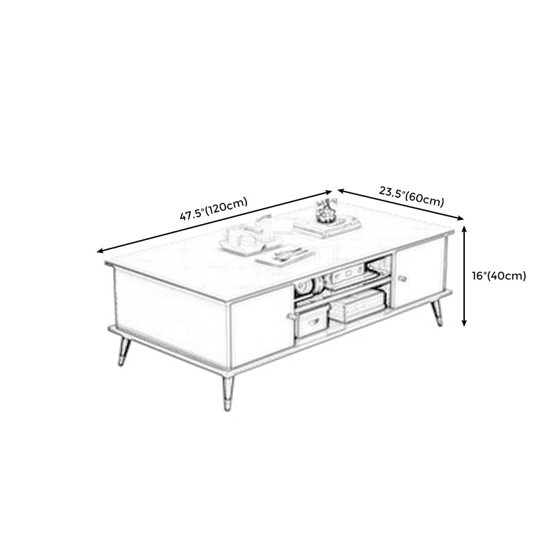 Rectangle White and Grey Modern Coffee Table with Four Legs for Living Room Clearhalo 'Coffee & Accent Tables' 'Coffee Tables' 'coffee_tables' 'furn' 'furn_coffee_tables' 'Furniture' 'furniture_coffee_tables' 'Living Room Furniture' 5006901