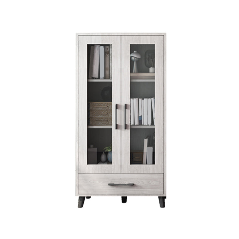 Modern Style Standard Bookcase Closed Back Bookshelf with Drawer Storage 27.6"L x 13.8"W x 55.1"H Grey Clearhalo 'Bookcases' 'furn' 'furn_bookcases' 'Furniture' 'furniture_bookcases' 'Office Furniture' 5006968