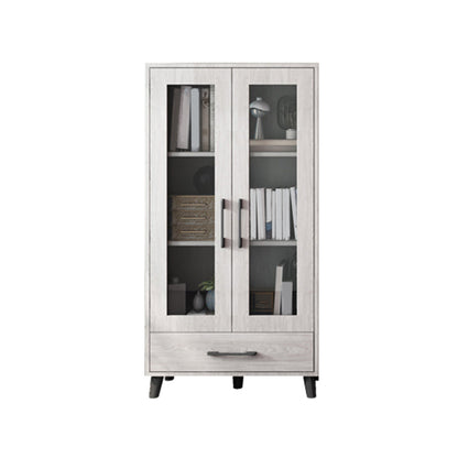 Modern Style Standard Bookcase Closed Back Bookshelf with Drawer Storage 27.6"L x 13.8"W x 55.1"H Grey Clearhalo 'Bookcases' 'furn' 'furn_bookcases' 'Furniture' 'furniture_bookcases' 'Office Furniture' 5006968