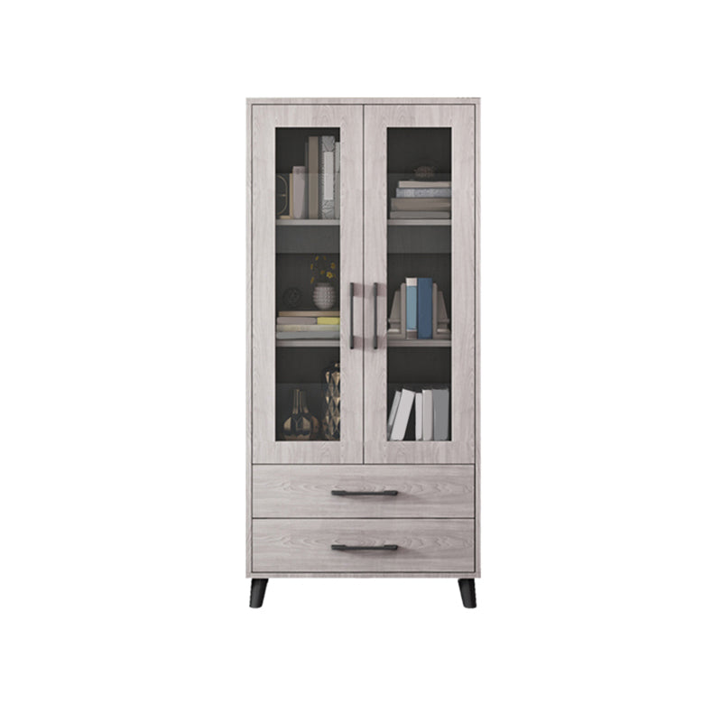 Modern Style Standard Bookcase Closed Back Bookshelf with Drawer Storage 27.6"L x 13.8"W x 63"H Grey Clearhalo 'Bookcases' 'furn' 'furn_bookcases' 'Furniture' 'furniture_bookcases' 'Office Furniture' 5006971