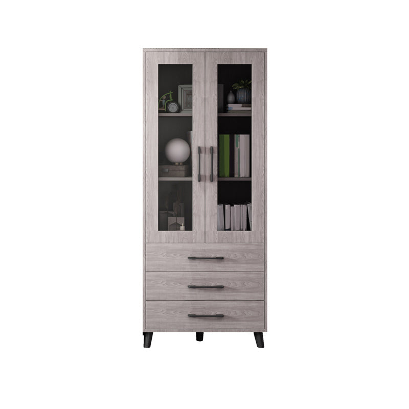 Modern Style Standard Bookcase Closed Back Bookshelf with Drawer Storage 27.6"L x 13.8"W x 70.9"H Grey Clearhalo 'Bookcases' 'furn' 'furn_bookcases' 'Furniture' 'furniture_bookcases' 'Office Furniture' 5006972