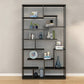 Metal Black Shelf Bookcase Contemporary Bookshelf for Home Office 47.2"L x 9.8"W x 80.7"H Left Clearhalo 'Bookcases' 'furn' 'furn_bookcases' 'Furniture' 'furniture_bookcases' 'Office Furniture' 5007012