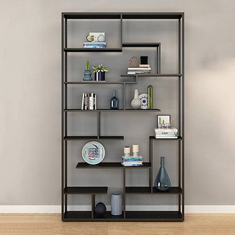 Metal Black Shelf Bookcase Contemporary Bookshelf for Home Office 47.2"L x 9.8"W x 80.7"H Left Clearhalo 'Bookcases' 'furn' 'furn_bookcases' 'Furniture' 'furniture_bookcases' 'Office Furniture' 5007012