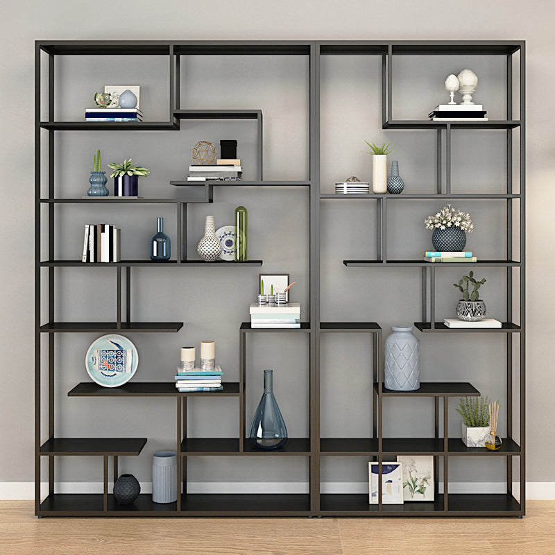 Metal Black Shelf Bookcase Contemporary Bookshelf for Home Office 82.7"L x 9.8"W x 80.7"H Left Clearhalo 'Bookcases' 'furn' 'furn_bookcases' 'Furniture' 'furniture_bookcases' 'Office Furniture' 5007016