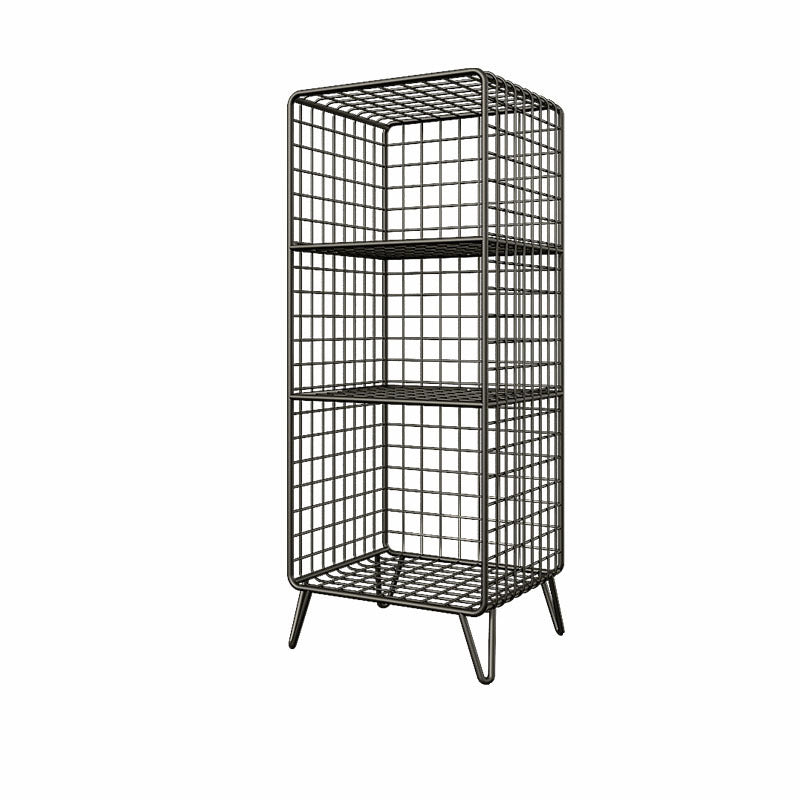 Contemporary Iron Standard Bookshelf Vertical Closed Back Bookcase for Home 14"L x 12"W x 35"H Matte Black Clearhalo 'Bookcases' 'furn' 'furn_bookcases' 'Furniture' 'furniture_bookcases' 'Office Furniture' 5007034