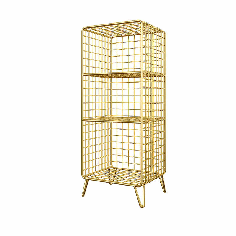Contemporary Iron Standard Bookshelf Vertical Closed Back Bookcase for Home 14"L x 12"W x 35"H Gold Clearhalo 'Bookcases' 'furn' 'furn_bookcases' 'Furniture' 'furniture_bookcases' 'Office Furniture' 5007039
