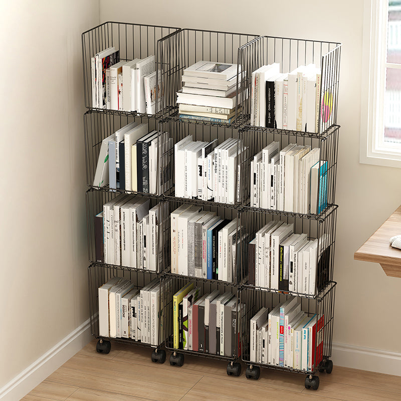 Industrial Iron Closed Back Bookshelf Black and White Bookcase for Home Clearhalo 'Bookcases' 'furn' 'furn_bookcases' 'Furniture' 'furniture_bookcases' 'Office Furniture' 5007072