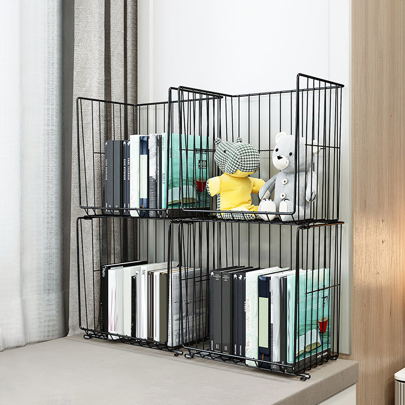 Industrial Iron Closed Back Bookshelf Black and White Bookcase for Home Clearhalo 'Bookcases' 'furn' 'furn_bookcases' 'Furniture' 'furniture_bookcases' 'Office Furniture' 5007076