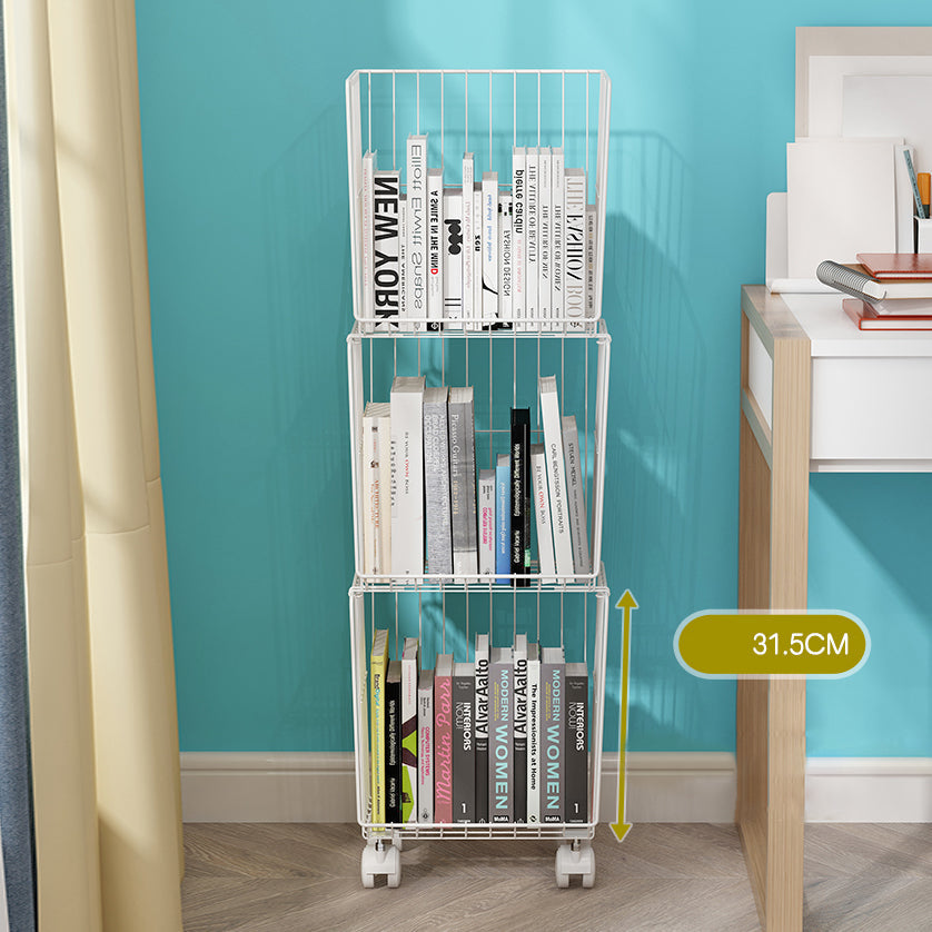 Industrial Iron Closed Back Bookshelf Black and White Bookcase for Home Clearhalo 'Bookcases' 'furn' 'furn_bookcases' 'Furniture' 'furniture_bookcases' 'Office Furniture' 5007087