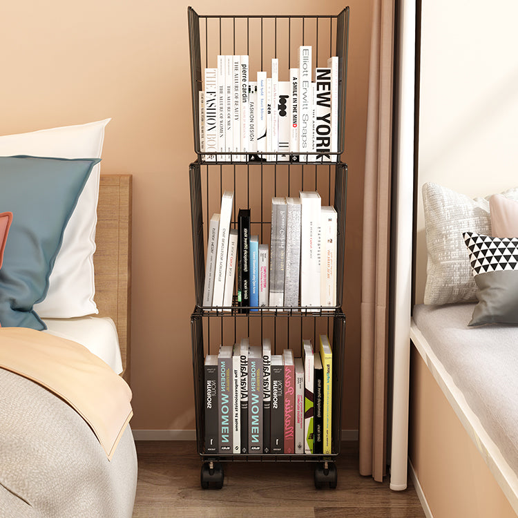 Industrial Iron Closed Back Bookshelf Black and White Bookcase for Home Clearhalo 'Bookcases' 'furn' 'furn_bookcases' 'Furniture' 'furniture_bookcases' 'Office Furniture' 5007095