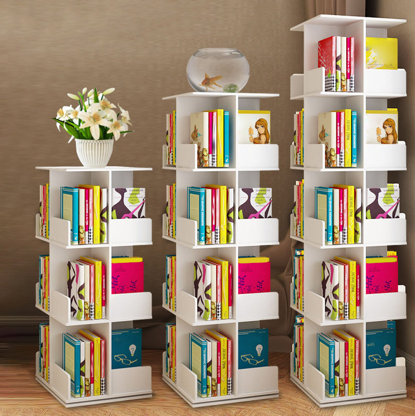 Contemporary Style Bookshelf Rotatable White Bookcase for Home and Office Clearhalo 'Bookcases' 'furn' 'furn_bookcases' 'Furniture' 'furniture_bookcases' 'Office Furniture' 5007172