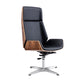 High Back Executive Chair Faux Leather Height-adjustable Office Chair with Headrest Brown-Black Casters Not Included Clearhalo 'furn' 'furn_office_chair' 'Furniture' 'furniture_office_chair' 'Office Chairs' 'Office Furniture' 'office_chair' 5009884