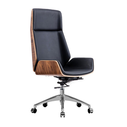 High Back Executive Chair Faux Leather Height-adjustable Office Chair with Headrest Brown-Black Casters Included Clearhalo 'furn' 'furn_office_chair' 'Furniture' 'furniture_office_chair' 'Office Chairs' 'Office Furniture' 'office_chair' 5009885