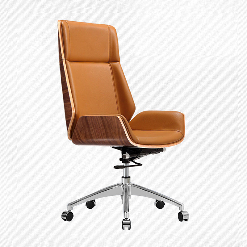 High Back Executive Chair Faux Leather Height-adjustable Office Chair with Headrest Orange Casters Included Clearhalo 'furn' 'furn_office_chair' 'Furniture' 'furniture_office_chair' 'Office Chairs' 'Office Furniture' 'office_chair' 5009886