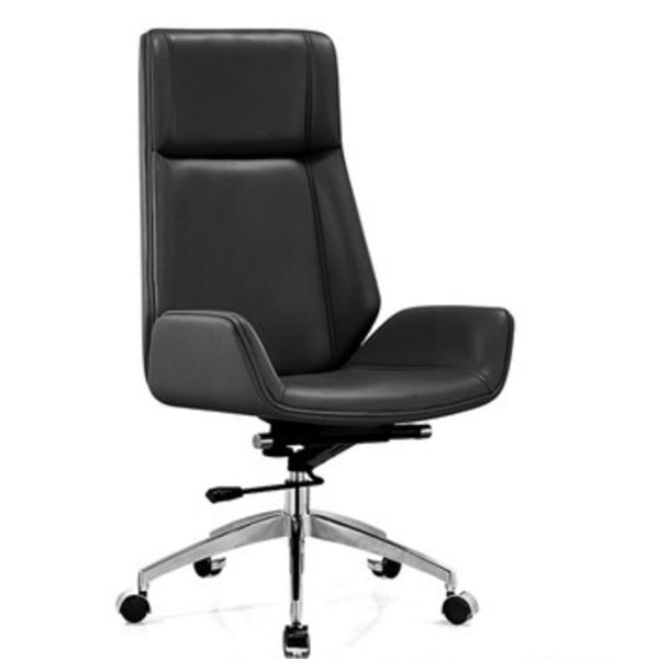 High Back Executive Chair Faux Leather Height-adjustable Office Chair with Headrest Black Casters Included Clearhalo 'furn' 'furn_office_chair' 'Furniture' 'furniture_office_chair' 'Office Chairs' 'Office Furniture' 'office_chair' 5009889