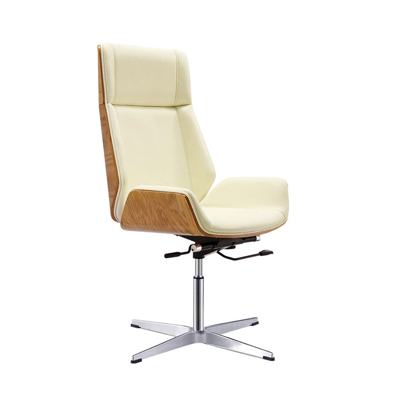 High Back Executive Chair Faux Leather Height-adjustable Office Chair with Headrest Yellow-Brown Casters Not Included Clearhalo 'furn' 'furn_office_chair' 'Furniture' 'furniture_office_chair' 'Office Chairs' 'Office Furniture' 'office_chair' 5009890