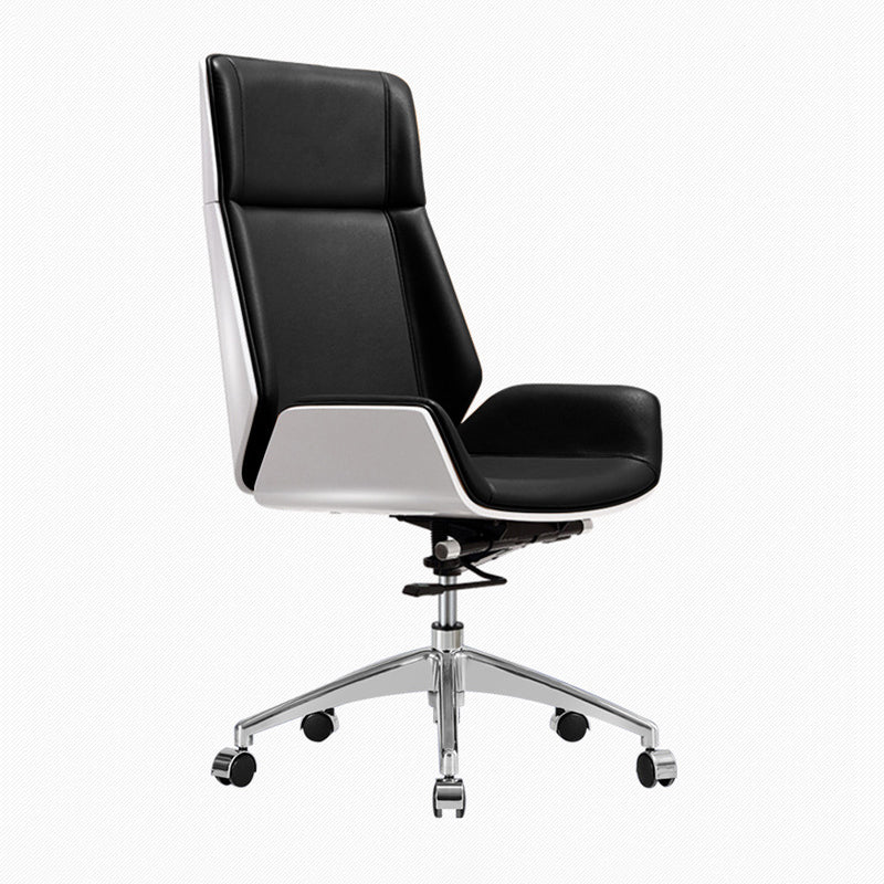 High Back Executive Chair Faux Leather Height-adjustable Office Chair with Headrest Black White Casters Included Clearhalo 'furn' 'furn_office_chair' 'Furniture' 'furniture_office_chair' 'Office Chairs' 'Office Furniture' 'office_chair' 5009891