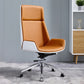 High Back Executive Chair Faux Leather Height-adjustable Office Chair with Headrest White-Saffron Casters Included Clearhalo 'furn' 'furn_office_chair' 'Furniture' 'furniture_office_chair' 'Office Chairs' 'Office Furniture' 'office_chair' 5009902
