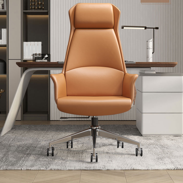 Faux Leather Arm Desk Chair Modern Swivel Working Chair with Wheels Clearhalo 'furn' 'furn_office_chair' 'Furniture' 'furniture_office_chair' 'Office Chairs' 'Office Furniture' 'office_chair' 5009930