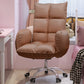 Swivel Desk Chair with Padded Arms Chrome Metal Frame Modern Computer Chair with Wheels Brown Clearhalo 'furn' 'furn_office_chair' 'Furniture' 'furniture_office_chair' 'Office Chairs' 'Office Furniture' 'office_chair' 5009939