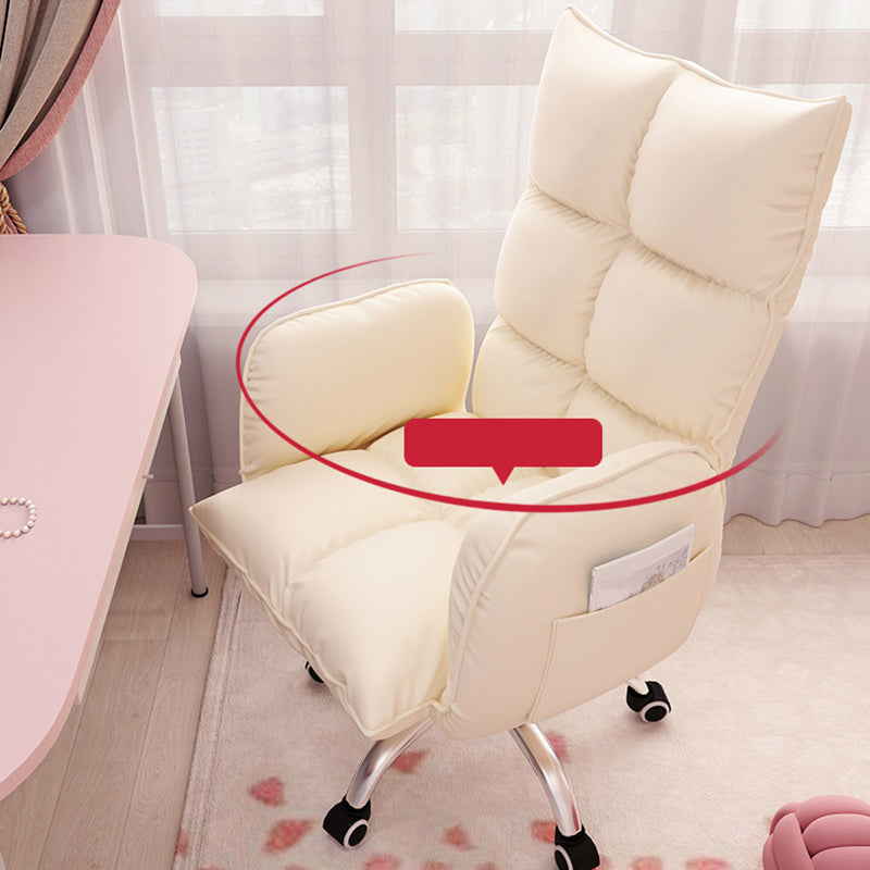 Swivel Desk Chair with Padded Arms Chrome Metal Frame Modern Computer Chair with Wheels Clearhalo 'furn' 'furn_office_chair' 'Furniture' 'furniture_office_chair' 'Office Chairs' 'Office Furniture' 'office_chair' 5009944