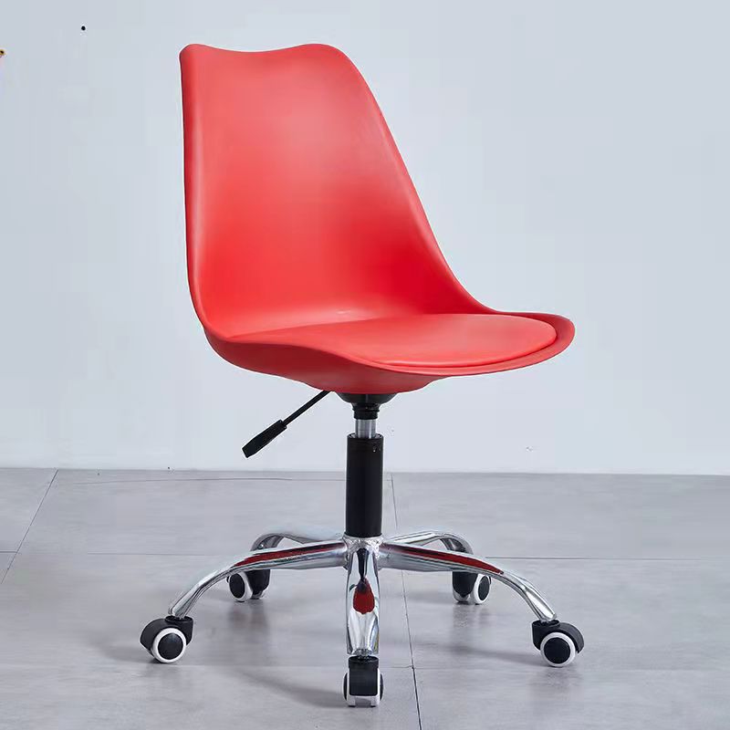 Contemporary Armless Office Chair Plastic Computer Desk Chair Red Steel Clearhalo 'Furniture' 'furniture_office_chair' 'Office Chairs' 'Office Furniture' 'office_chair' 5009957