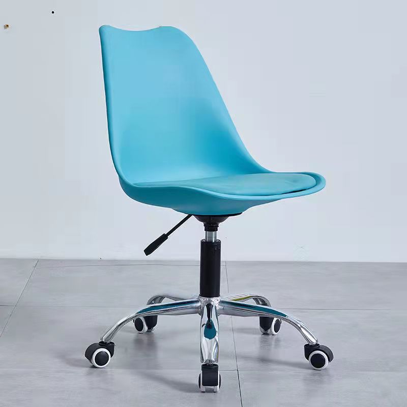 Contemporary Armless Office Chair Plastic Computer Desk Chair Blue Steel Clearhalo 'Furniture' 'furniture_office_chair' 'Office Chairs' 'Office Furniture' 'office_chair' 5009958