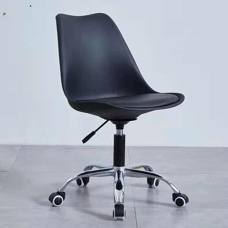 Contemporary Armless Office Chair Plastic Computer Desk Chair Black Steel Clearhalo 'Furniture' 'furniture_office_chair' 'Office Chairs' 'Office Furniture' 'office_chair' 5009961