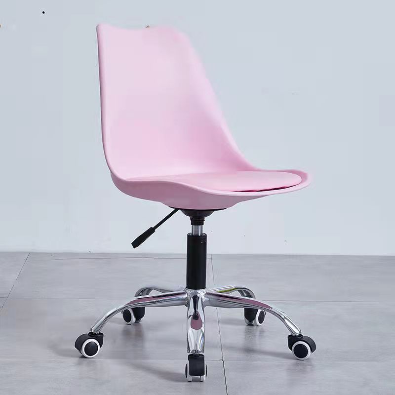 Contemporary Armless Office Chair Plastic Computer Desk Chair Pink Steel Clearhalo 'Furniture' 'furniture_office_chair' 'Office Chairs' 'Office Furniture' 'office_chair' 5009965