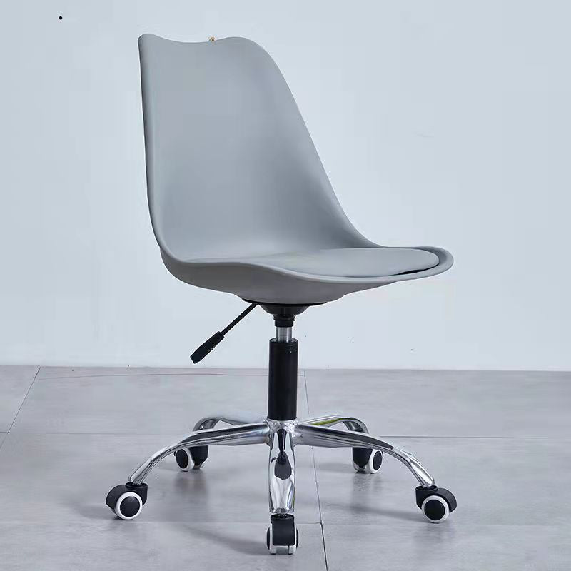 Contemporary Armless Office Chair Plastic Computer Desk Chair Grey Steel Clearhalo 'Furniture' 'furniture_office_chair' 'Office Chairs' 'Office Furniture' 'office_chair' 5009966