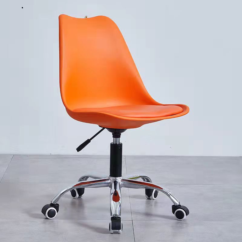 Contemporary Armless Office Chair Plastic Computer Desk Chair Orange Steel Clearhalo 'Furniture' 'furniture_office_chair' 'Office Chairs' 'Office Furniture' 'office_chair' 5009971