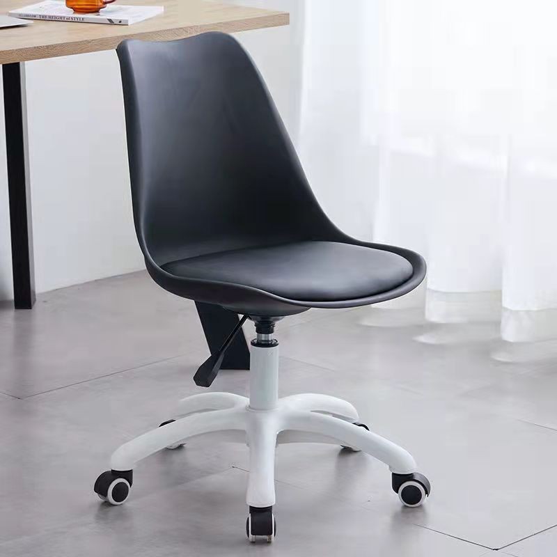 Contemporary Armless Office Chair Plastic Computer Desk Chair Black Nylon Clearhalo 'Furniture' 'furniture_office_chair' 'Office Chairs' 'Office Furniture' 'office_chair' 5009979