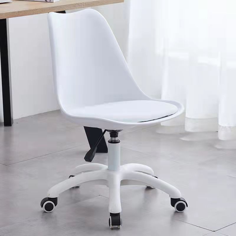 Contemporary Armless Office Chair Plastic Computer Desk Chair White Nylon Clearhalo 'Furniture' 'furniture_office_chair' 'Office Chairs' 'Office Furniture' 'office_chair' 5009982