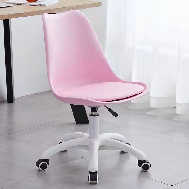 Contemporary Armless Office Chair Plastic Computer Desk Chair Pink Nylon Clearhalo 'Furniture' 'furniture_office_chair' 'Office Chairs' 'Office Furniture' 'office_chair' 5009984