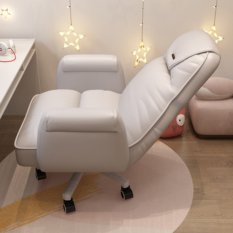 High Back Swivel Office Chair with Wheels White Frame Modern Ergonomic Task Chair Clearhalo 'furn' 'furn_office_chair' 'Furniture' 'furniture_office_chair' 'Office Chairs' 'Office Furniture' 'office_chair' 5009990