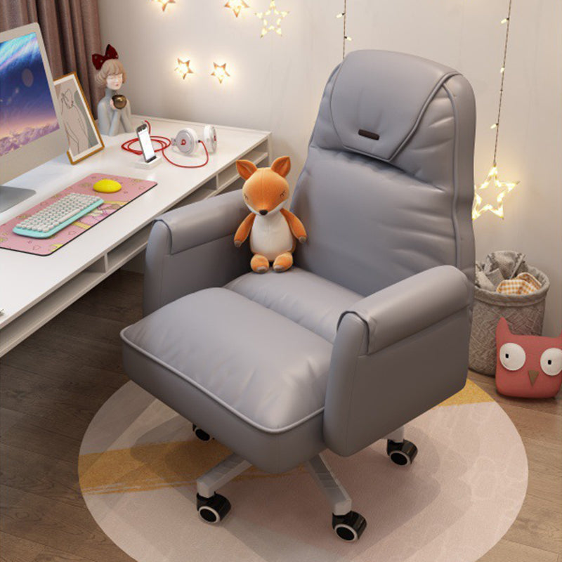 High Back Swivel Office Chair with Wheels White Frame Modern Ergonomic Task Chair Grey Clearhalo 'furn' 'furn_office_chair' 'Furniture' 'furniture_office_chair' 'Office Chairs' 'Office Furniture' 'office_chair' 5009991