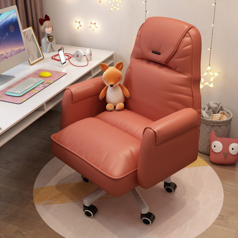 High Back Swivel Office Chair with Wheels White Frame Modern Ergonomic Task Chair Orange Clearhalo 'furn' 'furn_office_chair' 'Furniture' 'furniture_office_chair' 'Office Chairs' 'Office Furniture' 'office_chair' 5009992