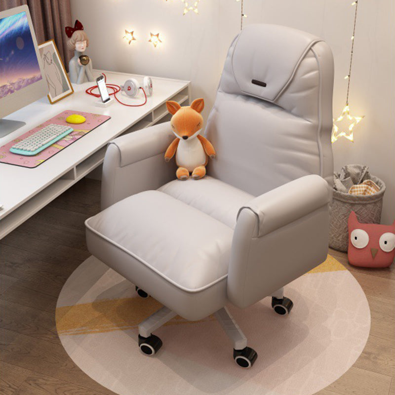 High Back Swivel Office Chair with Wheels White Frame Modern Ergonomic Task Chair Off-White Clearhalo 'furn' 'furn_office_chair' 'Furniture' 'furniture_office_chair' 'Office Chairs' 'Office Furniture' 'office_chair' 5009994