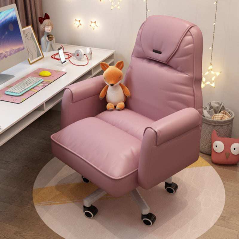 High Back Swivel Office Chair with Wheels White Frame Modern Ergonomic Task Chair Pink Clearhalo 'furn' 'furn_office_chair' 'Furniture' 'furniture_office_chair' 'Office Chairs' 'Office Furniture' 'office_chair' 5009996